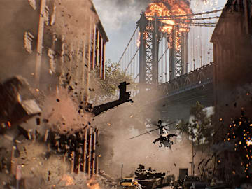 Battlefield 6 screenshot of a battle on the streets of New York City.