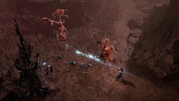 A Diablo 4 mage faces down a mini-boss in the shape of a winged woman