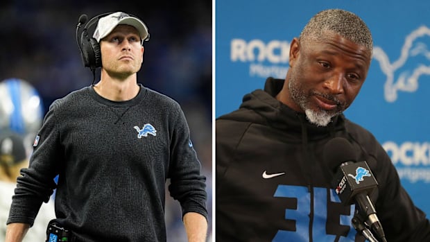 Detroit Lions coordinators Ben Johnson (left) and Aaron Glenn (right) are still expected to land head coaching jobs