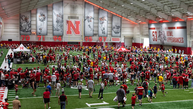 Nebraska football fans flock to the Hawks Championship Center for the annual fan day with Husker players and coaches.
