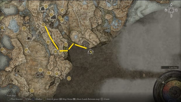 A map image showing how to skip Castle Ensis