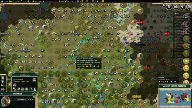 A screenshot of a Civilization 5 game in strategic view