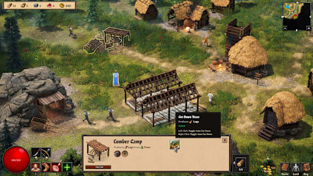 Dinolords screenshot showing a medieval town being built.