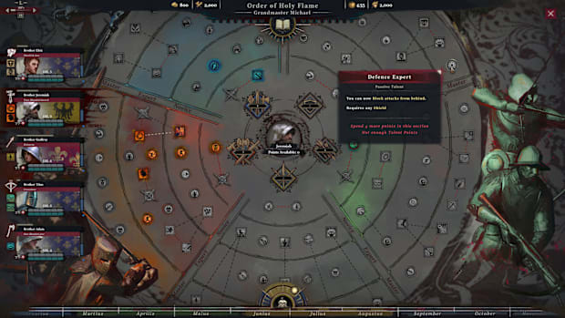 Band of Crusaders screenshot showing a skill tree.