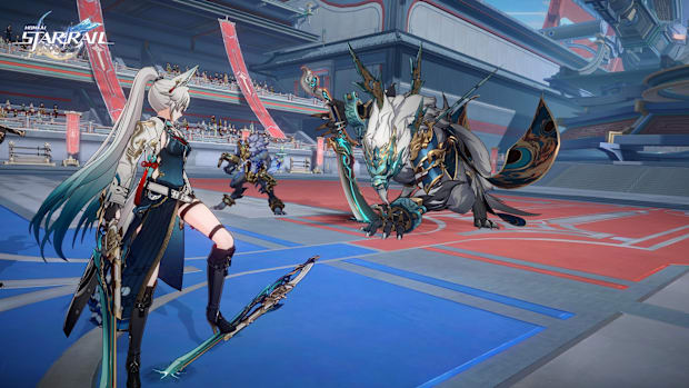 Honkai: Star Rail screenshot showing Feixiao facing several wolf-like enemies.