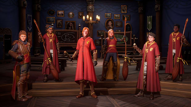 Harry Potter Quidditch Champions screenshot. The Gryffindor Quidditch team photo