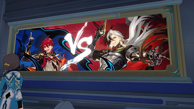 Honkai: Star Rail screenshot of a poster showing Luka and Boothill.