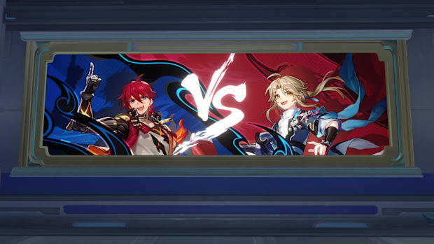 Honkai: Star Rail screenshot showing a poster with Luka and Yanqing.