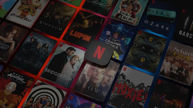 A render of multiple cover images for Netflix original series with the Netflix logo floating above them.