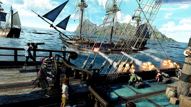Ship combat cutsecene from Like a Dragon: Pirate Yakuza in Hawaii