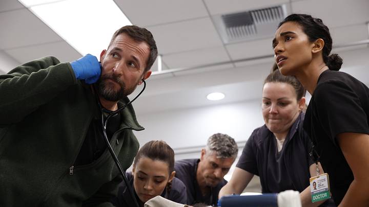 Noah Wyle, Ned Brower, Supriya Ganesh in The Pitt season 2 (Warrick Page/MAX)
