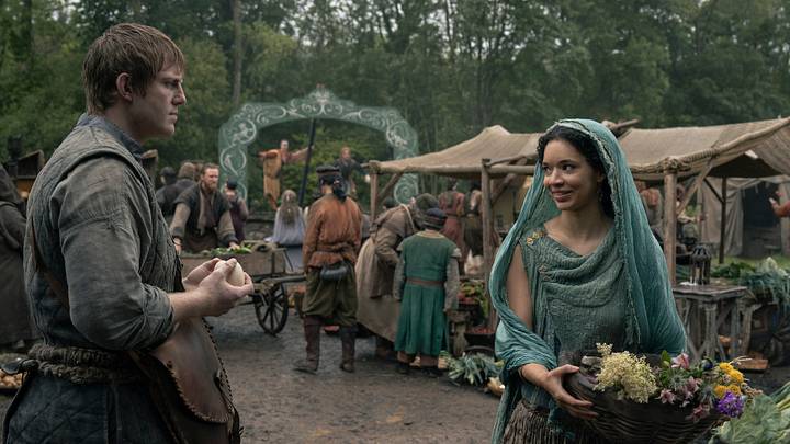 Peter Claffey as Dunk and Tanzyn Crawford as Tanselle in A Knight of the Seven Kingdoms. Image courtesy of Steffan Hill/HBO.