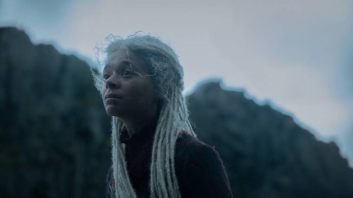 Phoebe Campbell (Rhaena Targaryen) in House of the Dragon season 3. Photograph by Theo Whiteman/HBO.