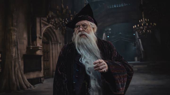 John Lithgow (Dumbledore) in Harry Potter and the Philosopher's Stone. 