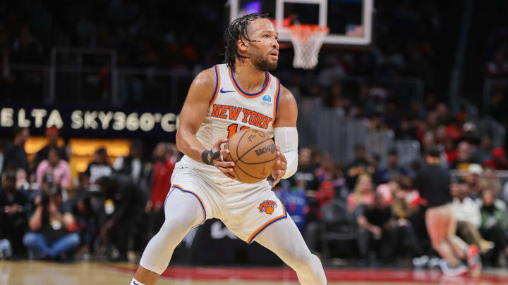 Nov 15, 2023; Atlanta, Georgia, USA; New York Knicks guard Jalen Brunson (11) shoots against the