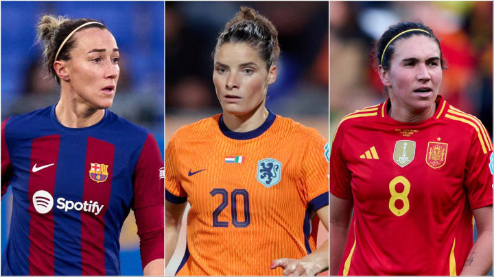 Lucy Bronze, Dominique Janssen and Mariona Caldentey (L-R) will be playing in the WSL next season