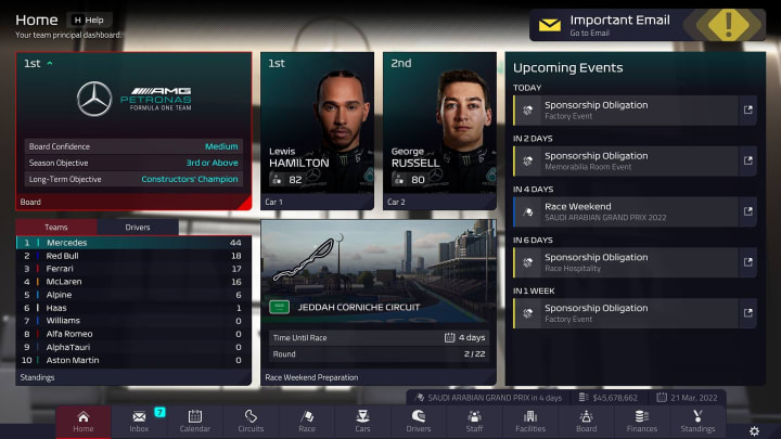 F1 Manager 2022 is set to release for PlayStation 4, PS5, Xbox One, Xbox Series X|S and Windows PC on Aug. 30, 2022.