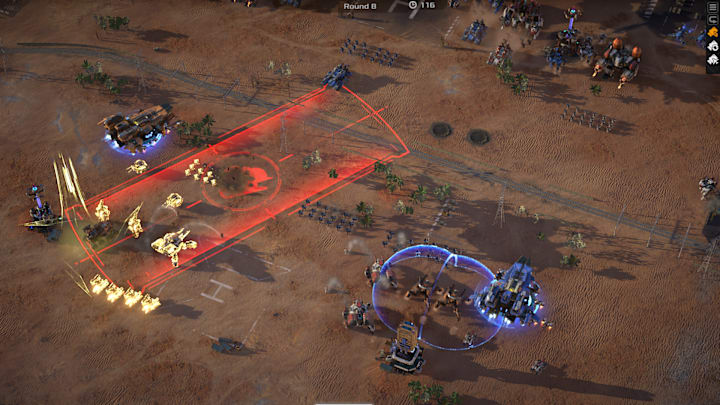 Mechabellum screenshot showing the beginning of a battle.