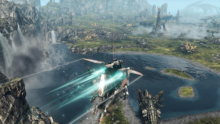 Xenoblade Chronicles X looks simple up close, but has incredible vistas from a distance.