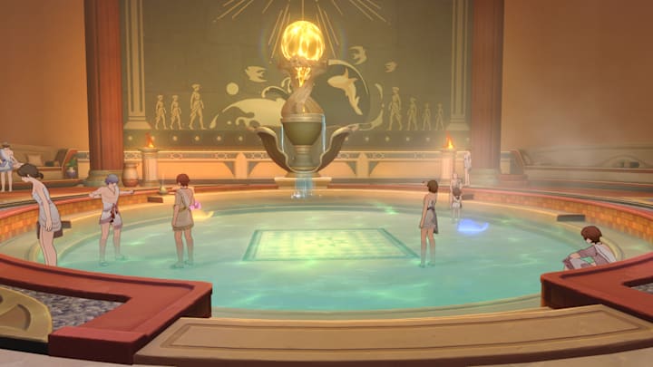 Honkai: Star Rail screenshot of Okhema's hot baths.
