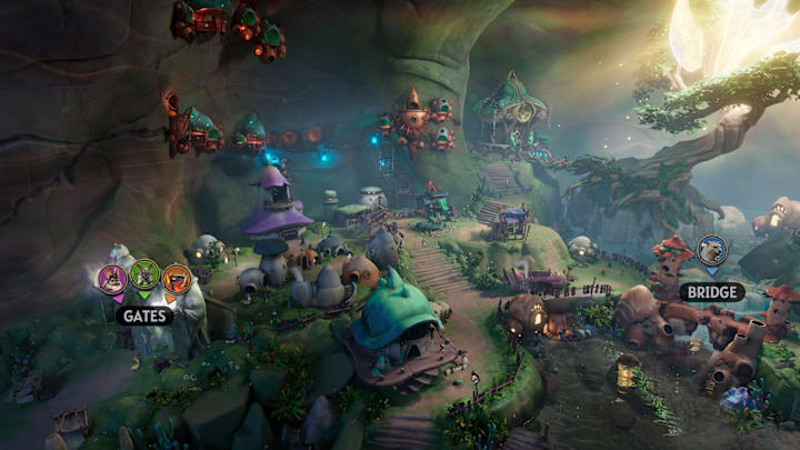 Sunderfolk screenshot of the hub town.