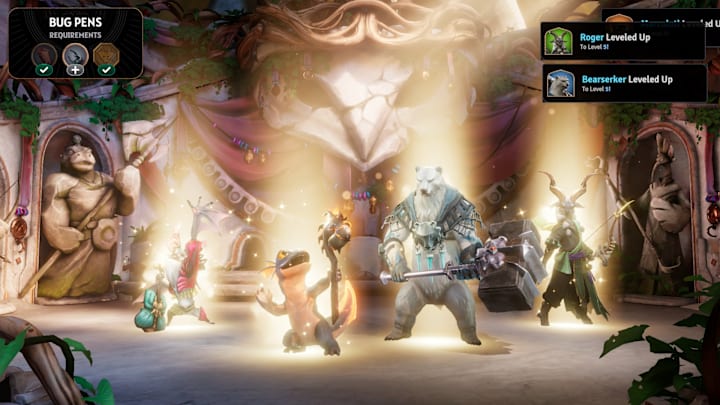 Sunderfolk screenshot of the level-up screen.