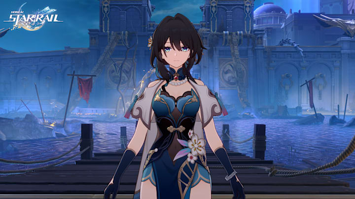 Honkai: Star Rail screenshot of Ruan Mei in front os Styxia.