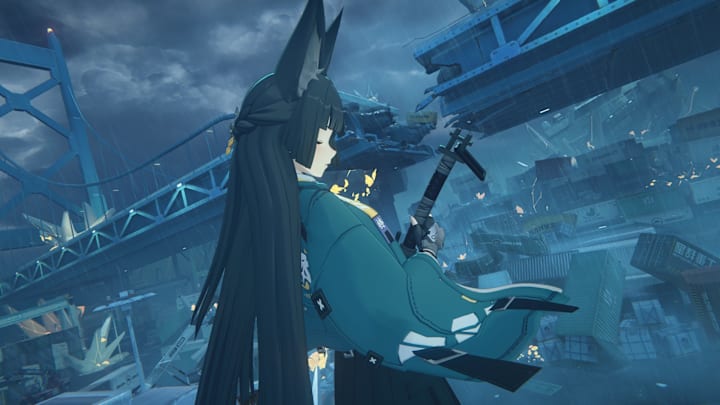 Zenless Zone Zero screenshot of Miyabi with closed eyes.
