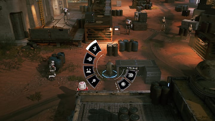 Star Wars Zero Company screenshot showing a radial menu around a character.