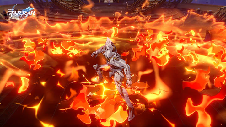 Honkai: Star Rail screenshot of Firefly in a sea of flames.