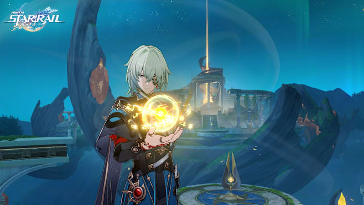 Honkai: Star Rail screenshot of Anaxa holding a ball of light.