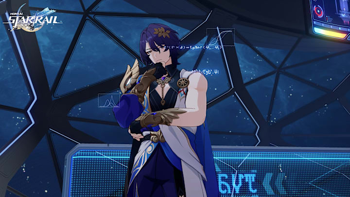 Honkai: Star Rail screenshot of Dr. Ratio thinking.