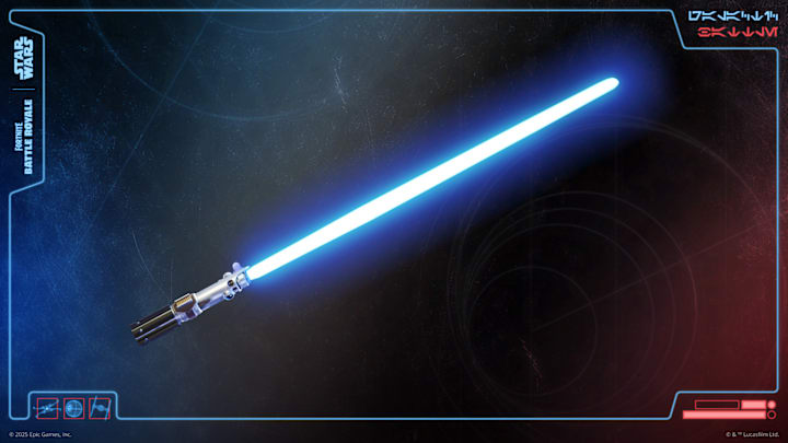 A blue Lightsaber that's being added to Fortnite