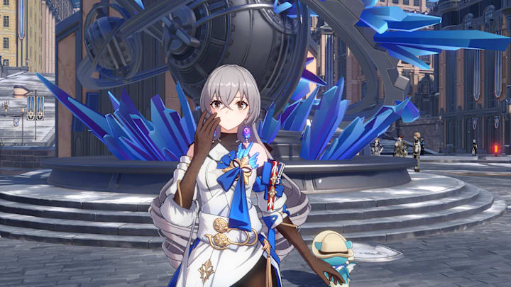 Honkai: Star Rail screenshot of Bronya looking flustered.