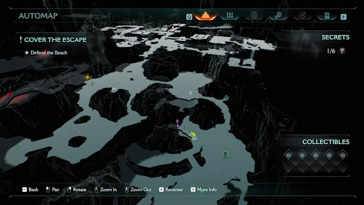 A maps showing the location of a secret key in Doom: The Dark Ages