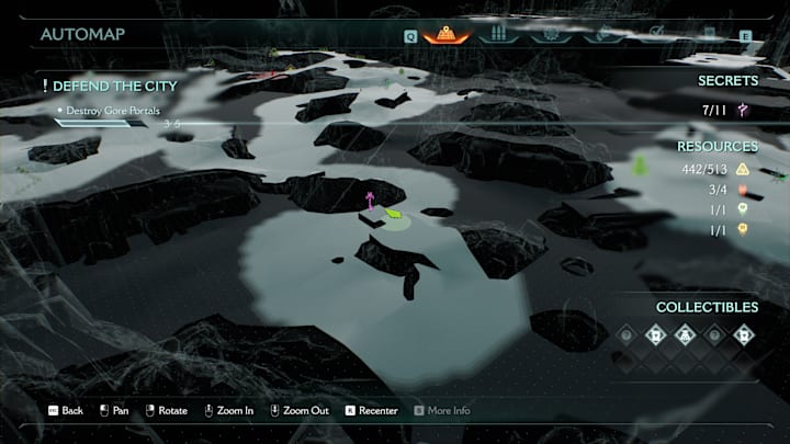 A maps showing the location of a secret key in Doom: The Dark Ages