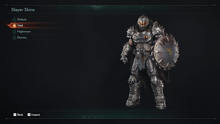The Doom Slayer in an all-black version of his armor.