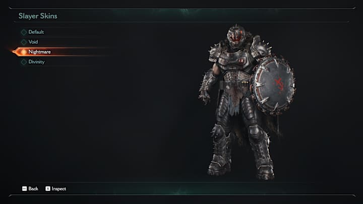 The Doom Slayer in a red and black version of his armor.