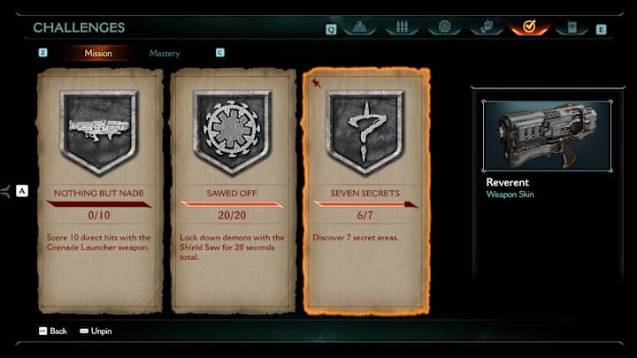 A list of challenges that unlock skins in Doom: The Dark Ages