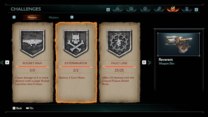 A list of challenges that unlock skins in Doom: The Dark Ages