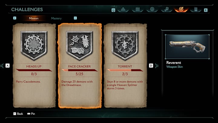A list of challenges that unlock skins in Doom: The Dark Ages