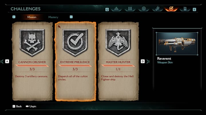 A list of challenges that unlock skins in Doom: The Dark Ages