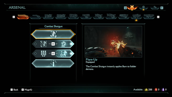 The Flare-Up upgrade in Doom: The Dark Ages