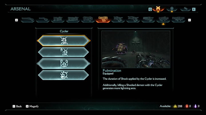 The Fulmination upgrade in Doom: The Dark Ages