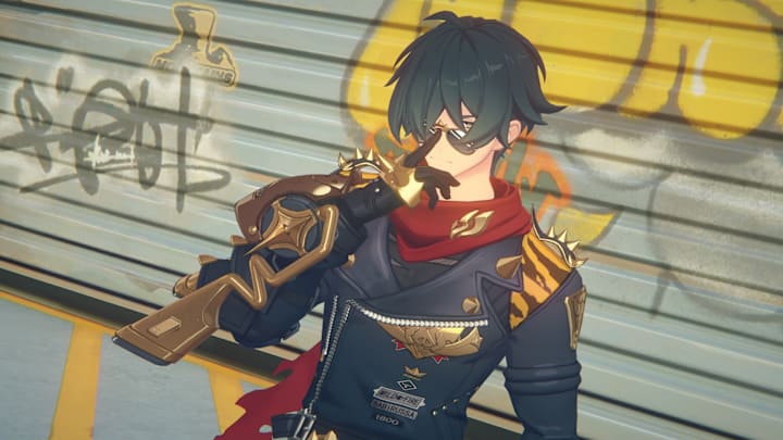 Zenless Zone Zero screenshot of Lighter touching his sunglasses.