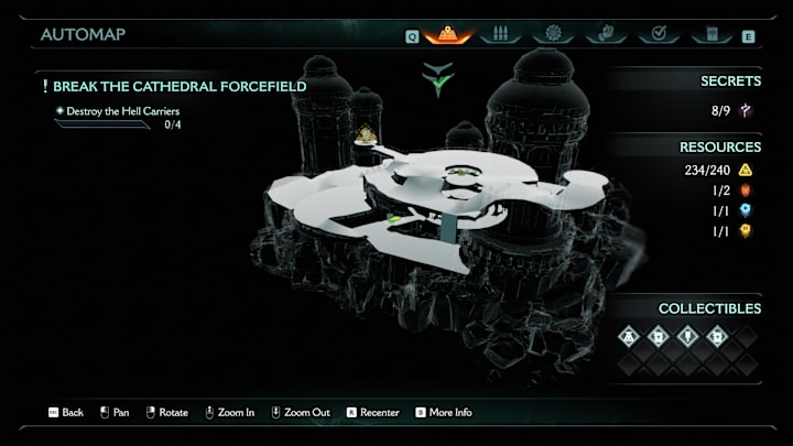 A map showing the location of a weapon skin in Doom: The Dark Ages