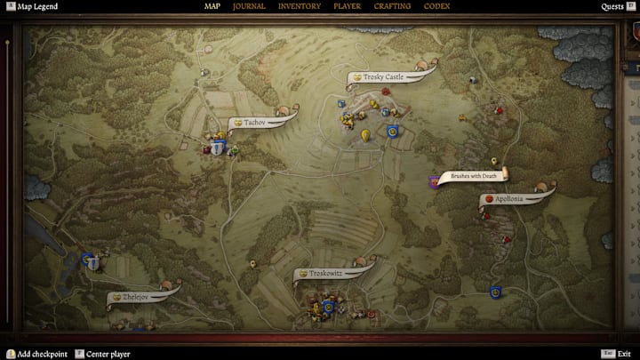 The map of Kingdom Come Deliverance 2 showing where the DLC quest starts.
