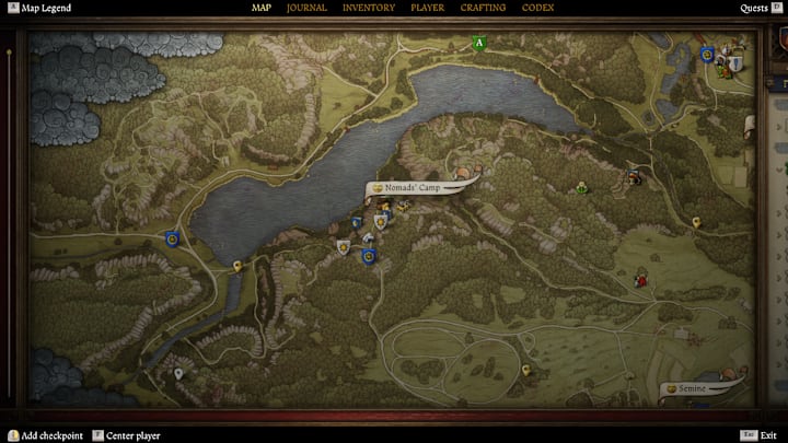 Kingdom Come Deliverance 2 map showing the location of the horse riding quests in the Nomad Camp