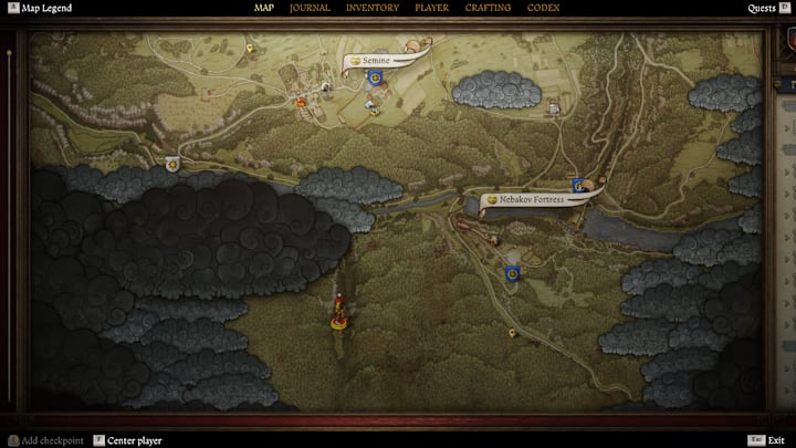 A map showing the location of the Veles shrine in Kingdom Come: Deliverance 2