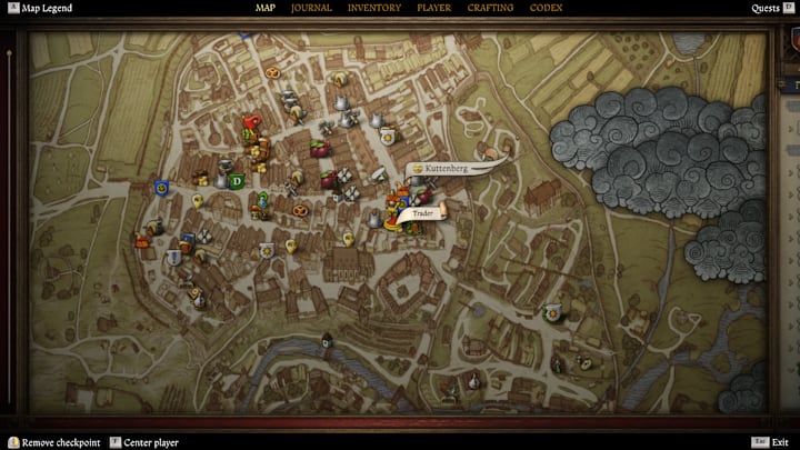 A map showing the location of a trader in Kingdom Come: Deliverance 2